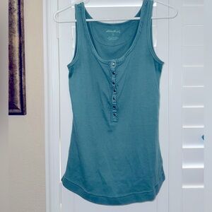Eddie Bauer Button Down Ribbed Cotton Tank top in Seafoam Green Size Medium